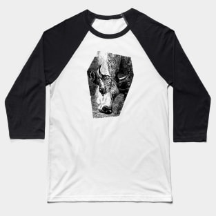 Cow Portrait Ink Drawing Baseball T-Shirt